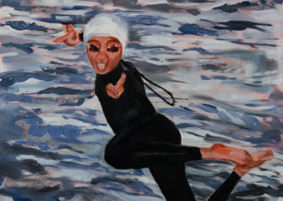 water, swimmer, painting, figure