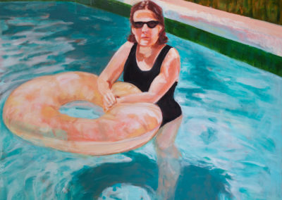figure, painting, abstract, swimmer, pool