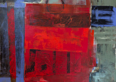 abstract, painting, red, blue, grey