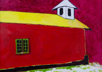 church, New Mexico, painting, red, yellow