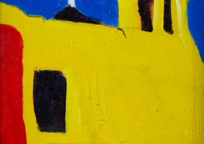 red, yellow, blue, church, New Mexico, painting