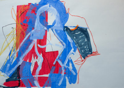 abstract, red, blue, lines, figure